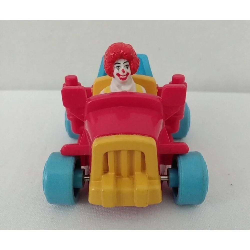 Lot of 3 McDonalds VTG Ronald McDonald toys, 1 New in pkg, 1990 Ronald in car